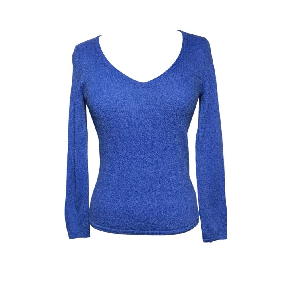BLACK by SAKS 5TH AVE Women’s Feather Cashmere Blue Vneck Sweater